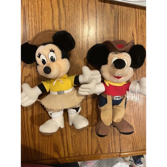 Disney Other - Disney Parks Cowboy Mickey and Minnie Mouse Plush 11.5” RARE Vintage